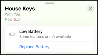 apple airtags firmware - battery level low display