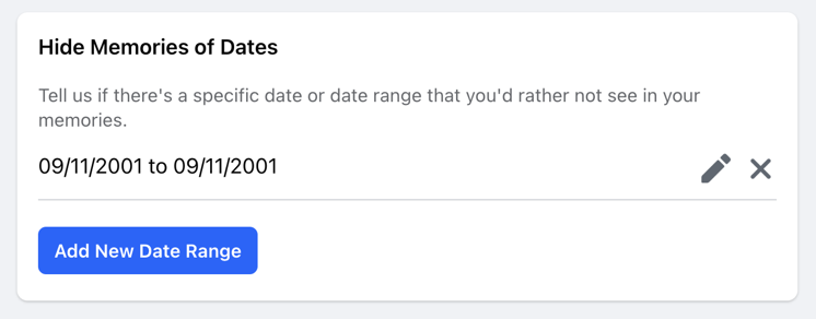facebook fb memories - hide date or date range - saved