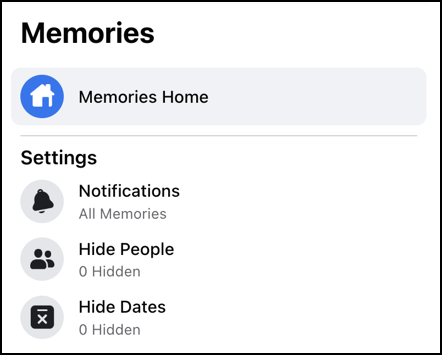 facebook fb memories - main options