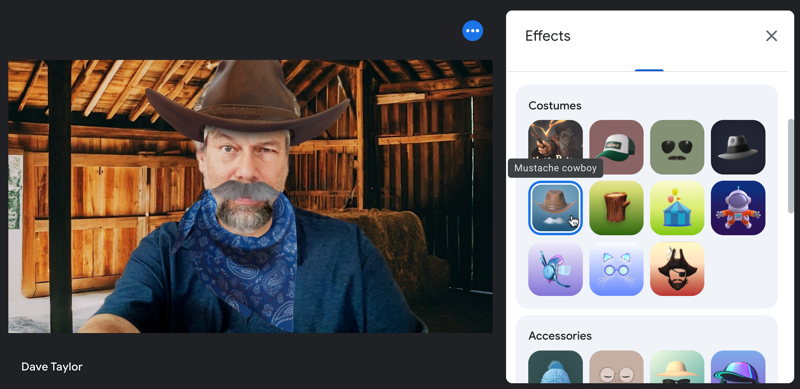 google meet - ai background - effects window - barn, ranch, cowboy hat, yeha!