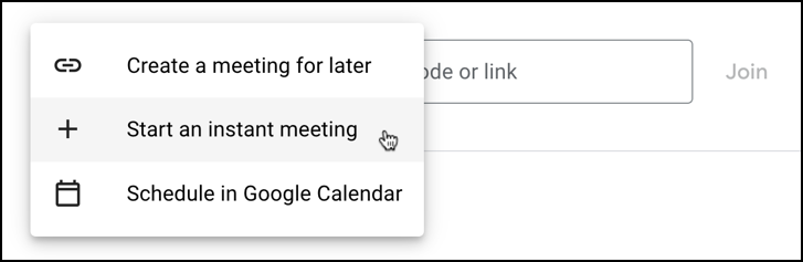 google meet - ai background - start new meeting