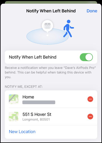 apple find my notification - new address location listed