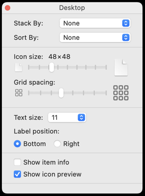 mac macos finder icon display - view options