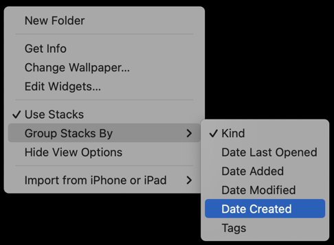 mac macos finder icon display - how to organize stacks