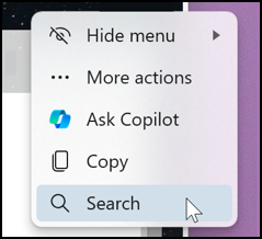 microsoft edge text selection mini menu - with labels