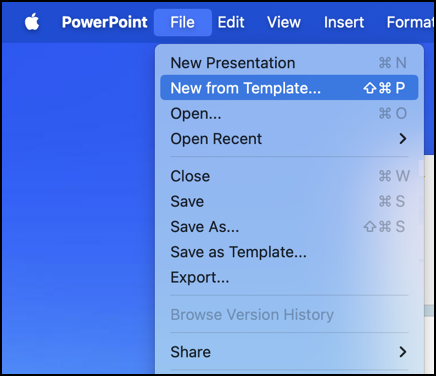 powerpoint change theme master - file > new with template theme