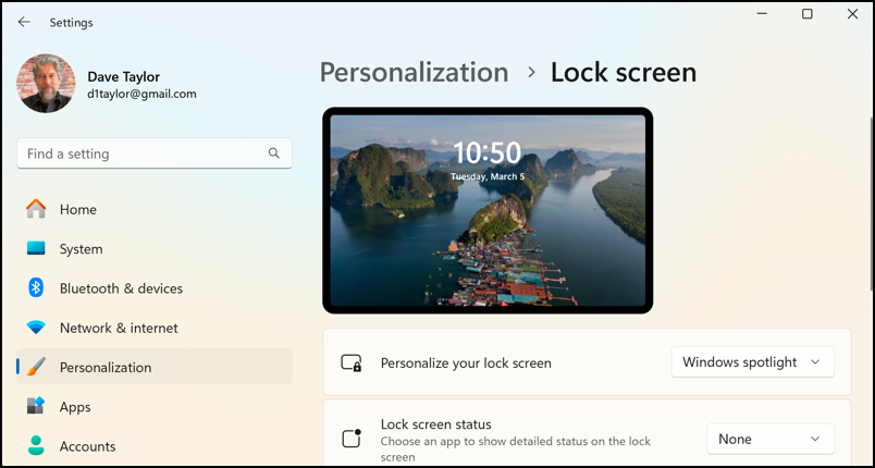 win11 change display timeout sleep - settings > personalization > lock screen