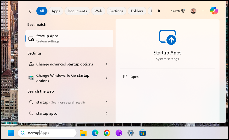 win11 disable startup apps - search for 'startup'