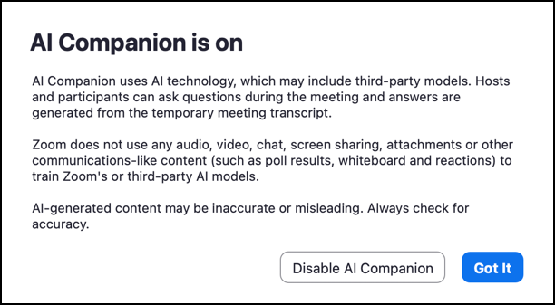 zoom ai features how to use - ai companion is on