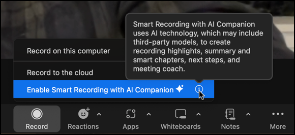 zoom ai features how to use - video recording with ai companion