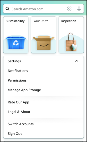 amazon mobile app notifications alerts - settings