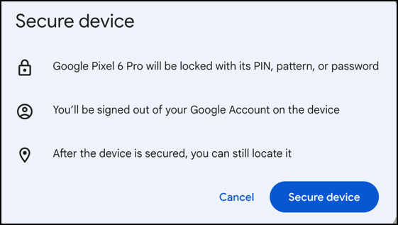 google find my device android access - secure device