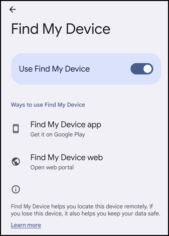 google find my device android access mobile - enable find my
