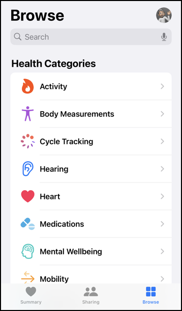 apple watch health time daylight - health app - browse 1