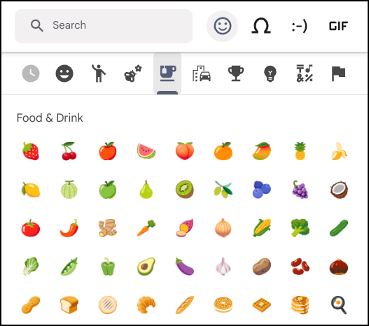 chromebook chromeos emoji gif picker tool - food