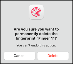mac macos touch id fingerprint - sure you want to delete?
