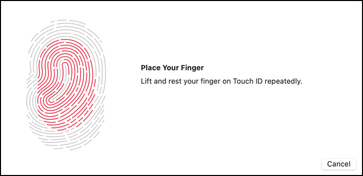mac macos touch id fingerprint - almost done scanning