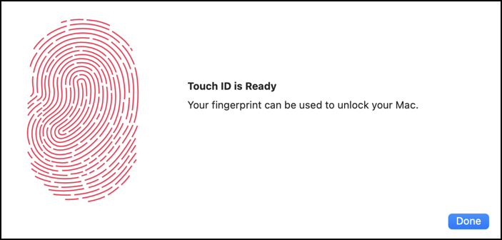 mac macos touch id fingerprint - touch id is ready