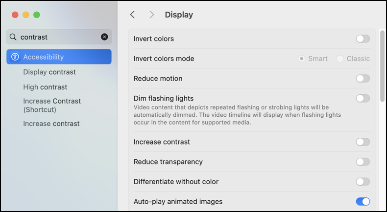 mac macos interface high contrast theme - system settings regular contrast mode accessibility