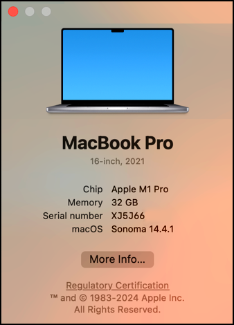 mac macos macbook model number serial - about window