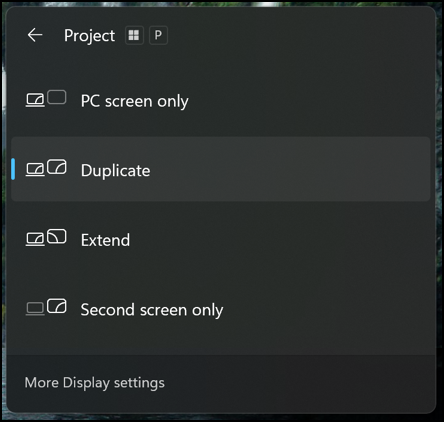 win11 second display monitor - project shortcut window 1