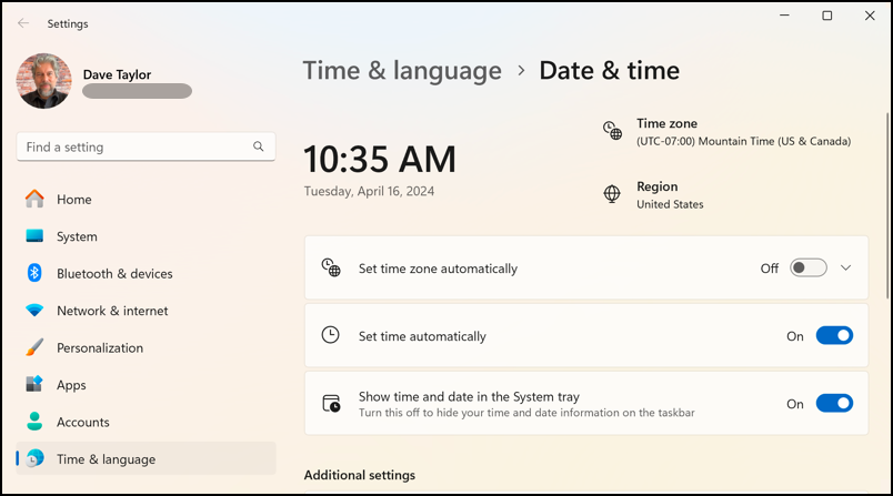 win11 world clock time display - system settings > date & time