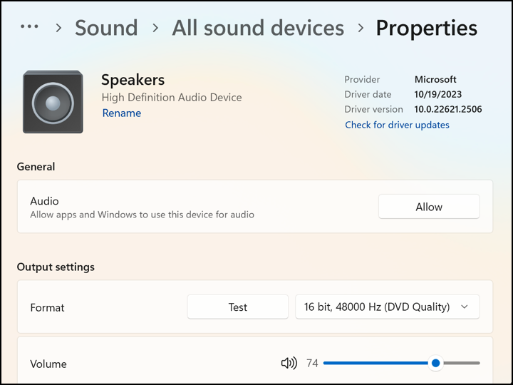 win11 pc no sound output device - audio speaker disabled Off