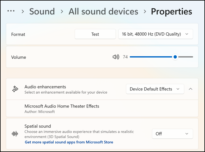 win11 pc no sound output device - spatial sound