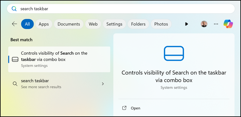 win11 taskbar search box - search taskbar