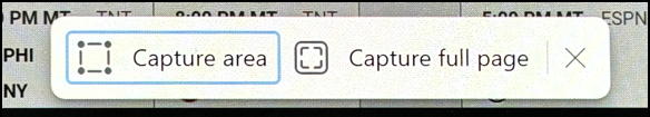 microsoft edge webpage screen capture - capture area / capture full page
