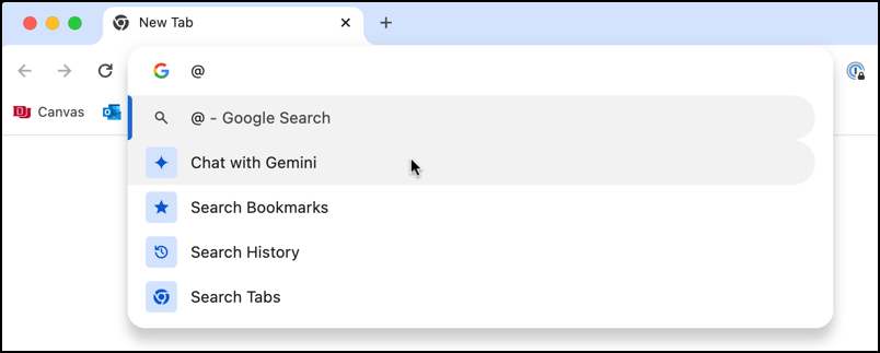 google chrome - gemini ai shortcut - @ shortcuts
