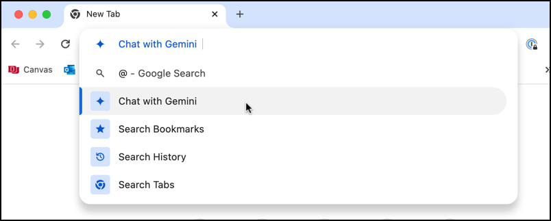 google chrome - gemini ai shortcut - chat with gemini