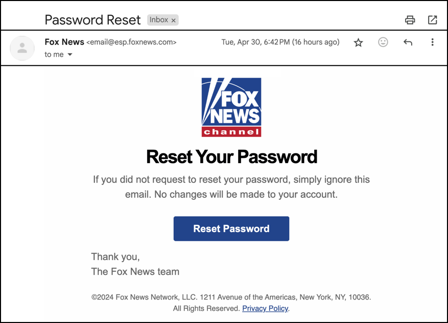 reset password email - legit? - foxnews