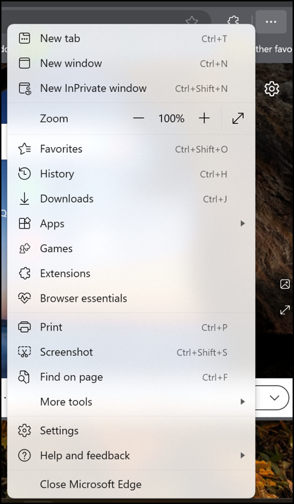 win11 edge add copilot - edge settings menu