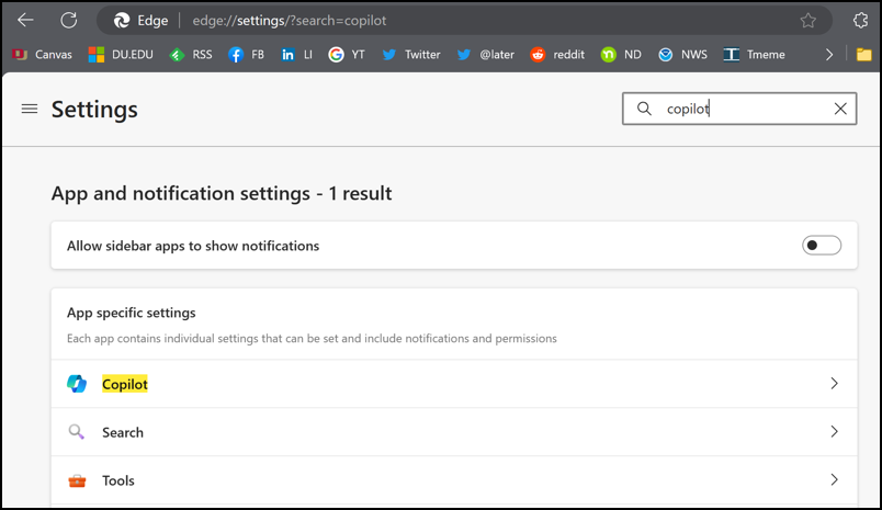 win11 edge add copilot - edge settings > search 'copilot'