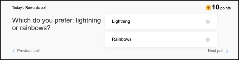microsoft bing rewards earn - daily poll lightning rainbows