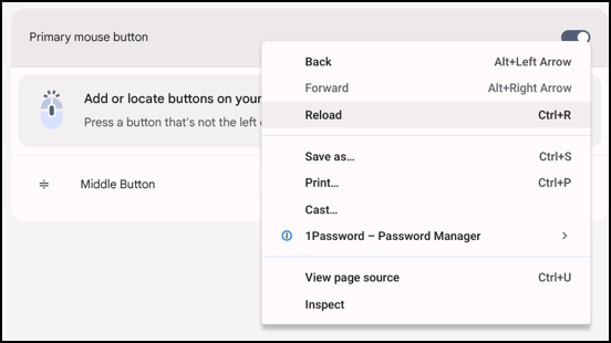 chromebook chromeos customize mouse buttons - primary button settings