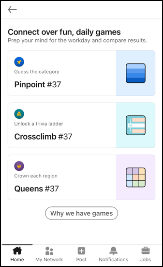 linkedin puzzle games - find play - main games menu