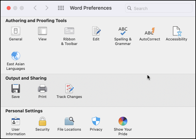 microsoft word mac doc creation owner - settings preferences