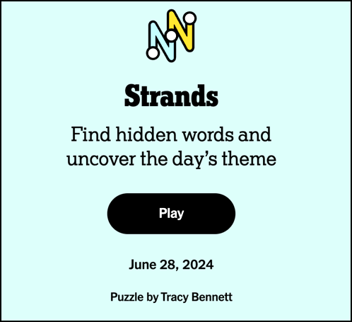 how to play nytimes strands word puzzle game - splash screen