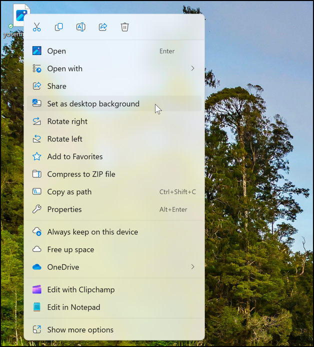 windows pc 11 copilot change wallpaper - right-click 'save as background'