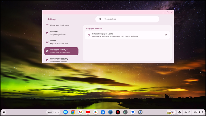 chromeos chromebook rotate change wallpaper - settings