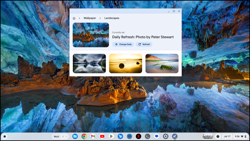 chromeos chromebook rotate change wallpaper - refreshed image picture photo
