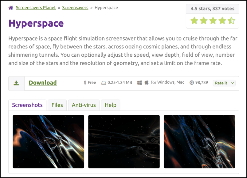 macos mac screensaver add new - hyperspace
