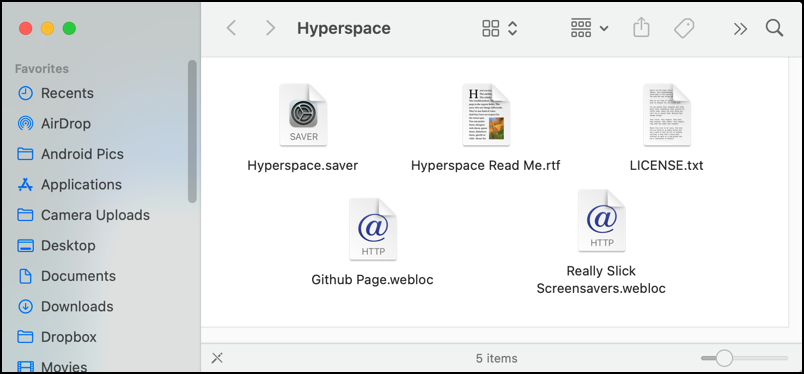 macos mac screensaver add new - hyperspace folder