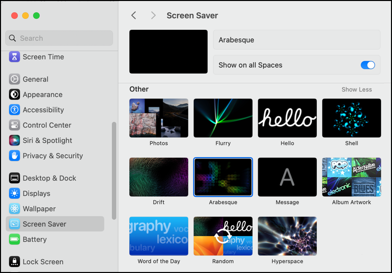 macos mac screensaver add new - other show all