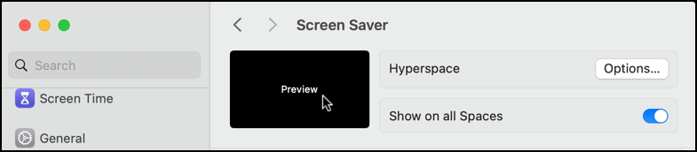 macos mac screensaver add new - default = hyperspace