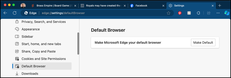 mac default web browser - microsoft edge settings