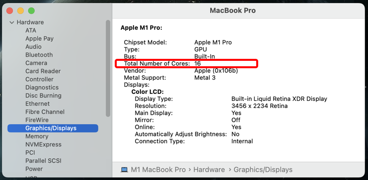 identify cpu gpu cores m1 m2 m3 apple mac - gpu cores shown