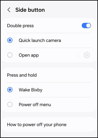 samsung galaxy remap side button bixby - settings > side button 1